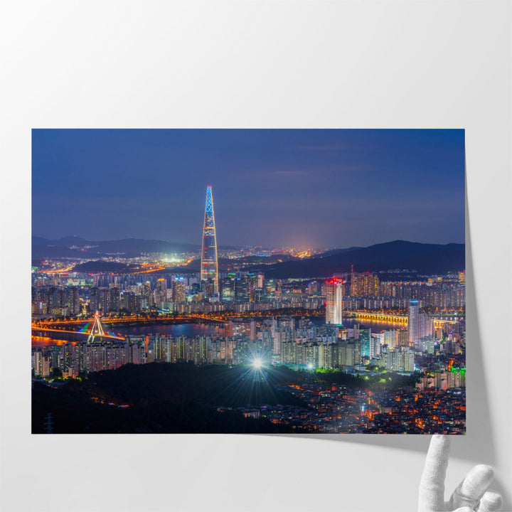 Seoul City Skyline, South Korea At Night - Canvas Print Wall Art