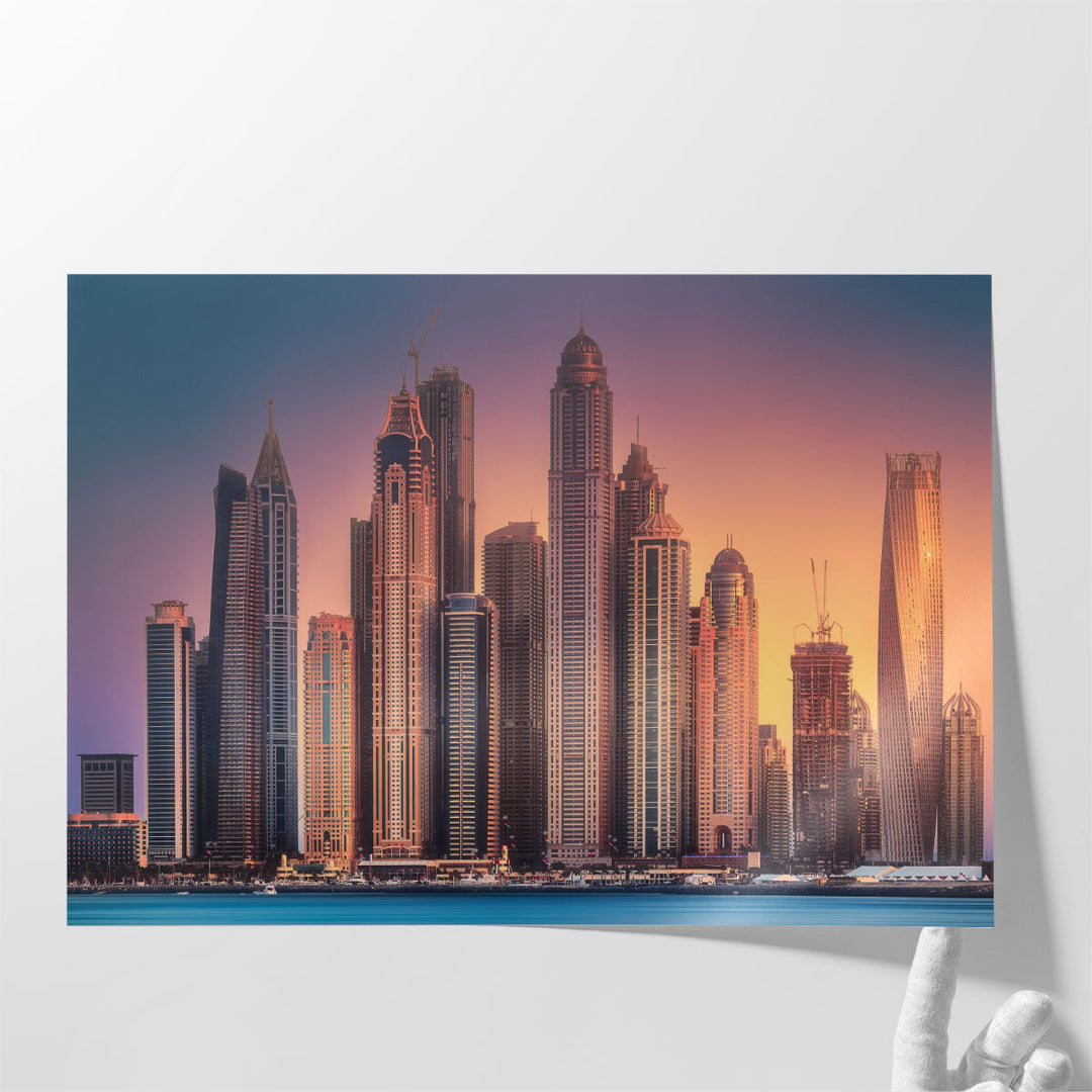 View from Palm Jumeirah in Dubai During Sunset - Canvas Print Wall Art