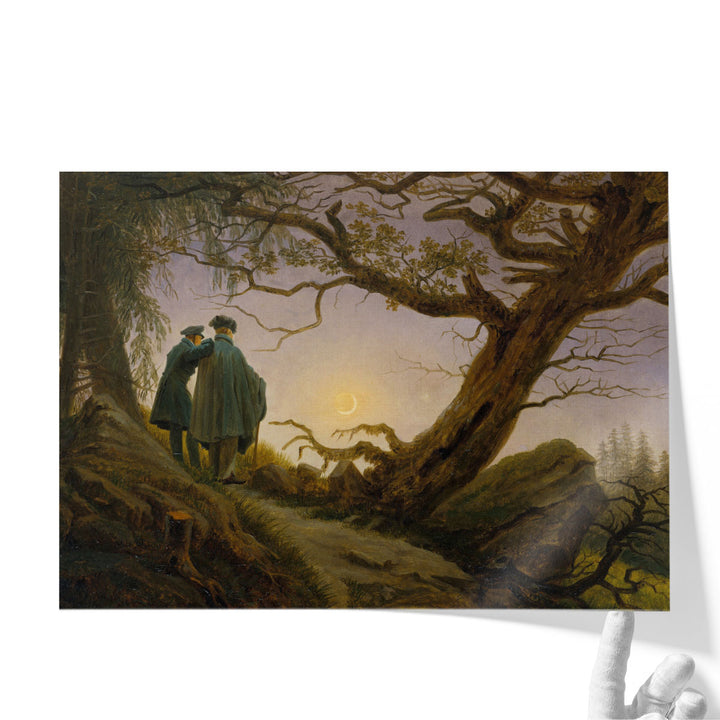Two Men Contemplating the Moon - Canvas Print Wall Art