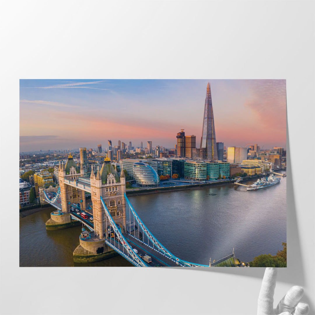 Aerial View of Tower Bridge in London - Canvas Print Wall Art