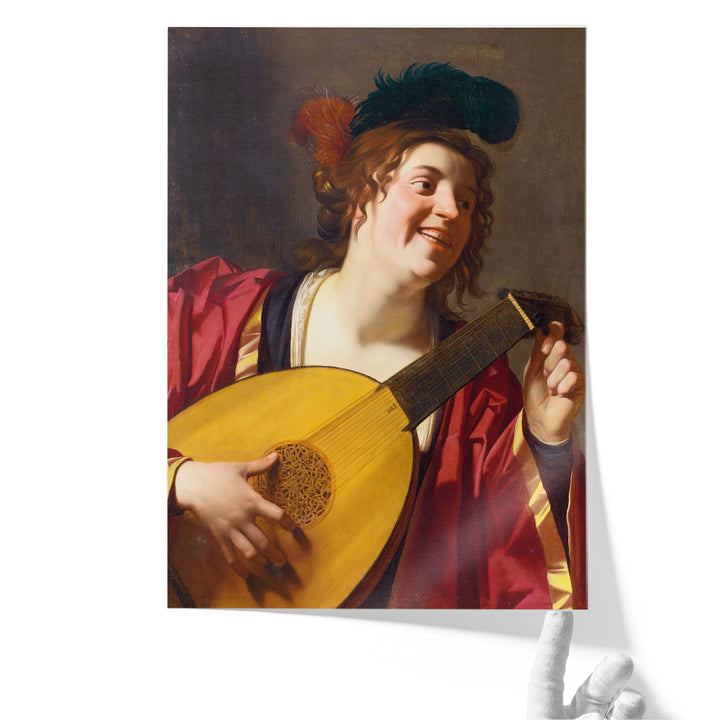 A Woman tuning a Lute, 1624 - Canvas Print Wall Art