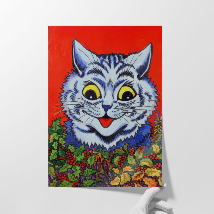 Cat in Holly - Canvas Print Wall Art