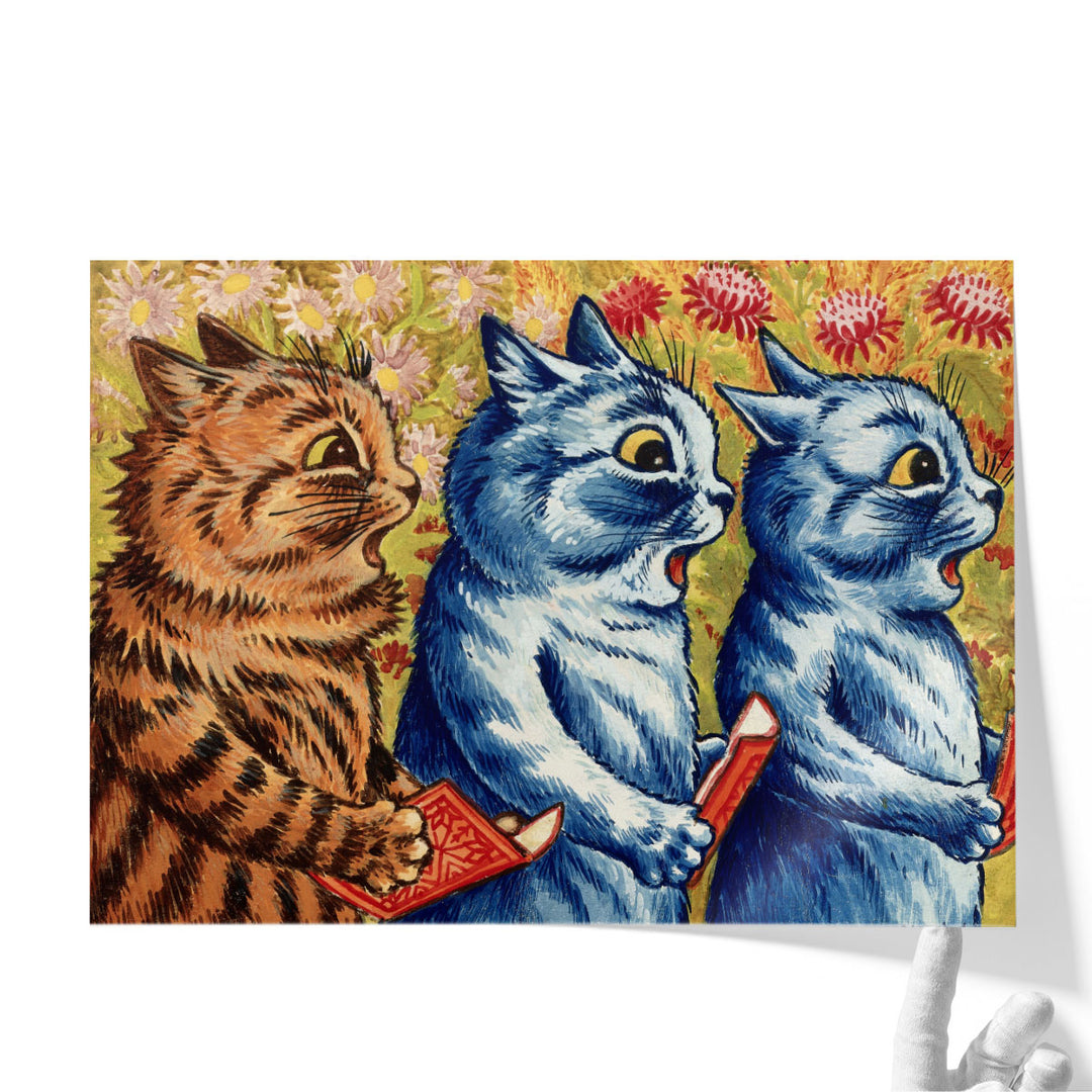 Three Cats Singing - Canvas Print Wall Art