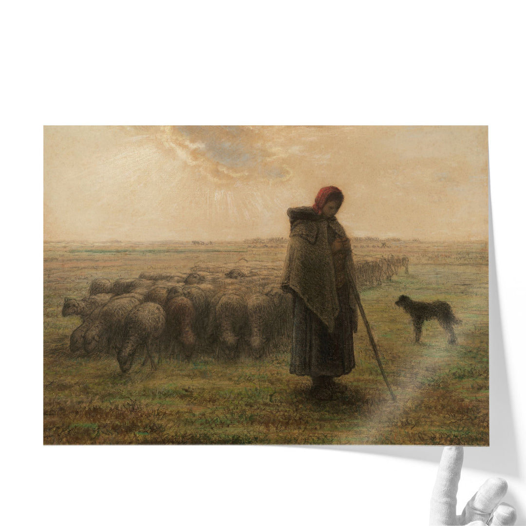 Shepherdess and her Flock - Canvas Print Wall Art