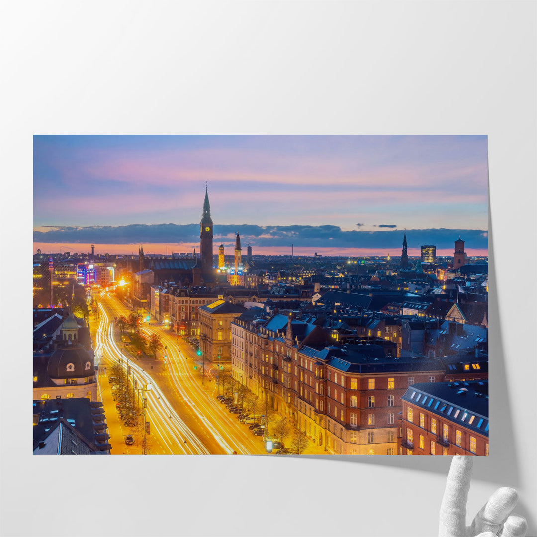 Cityscape of Downtown, Copenhagen City in Denmark - Canvas Print Wall Art