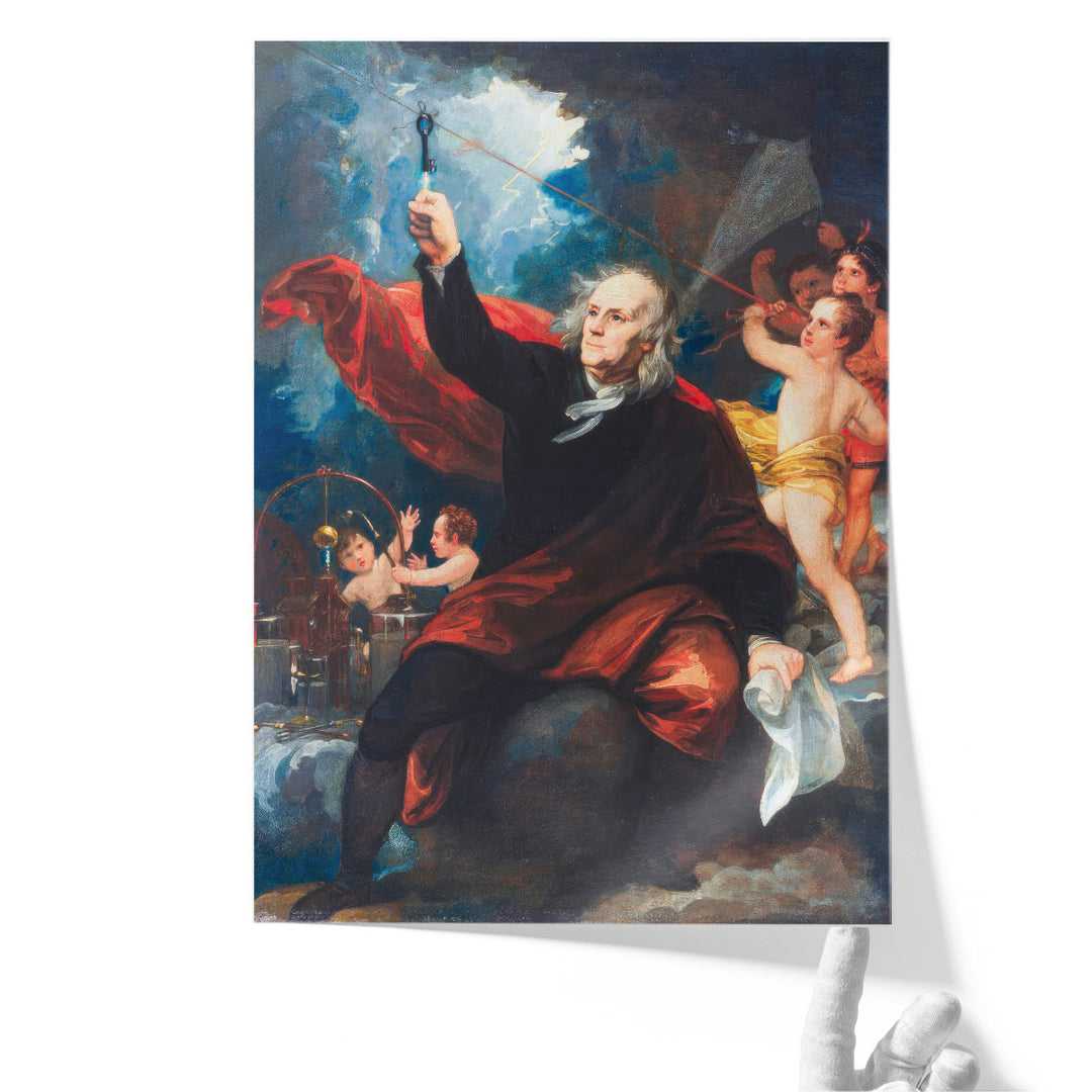 Benjamin Franklin Drawing Electricity from the Sky - Canvas Print Wall Art