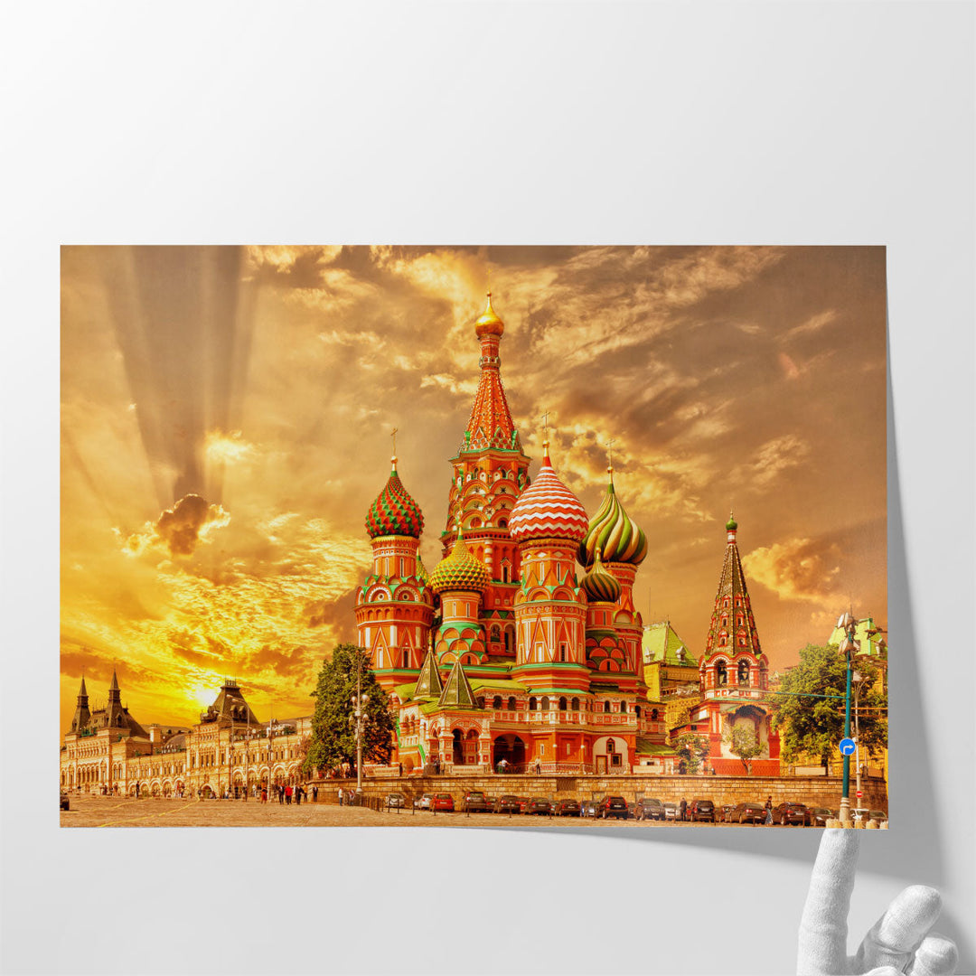 Red Square, View of St. Basil's Cathedral in Moscow, Russia - Canvas Print Wall Art