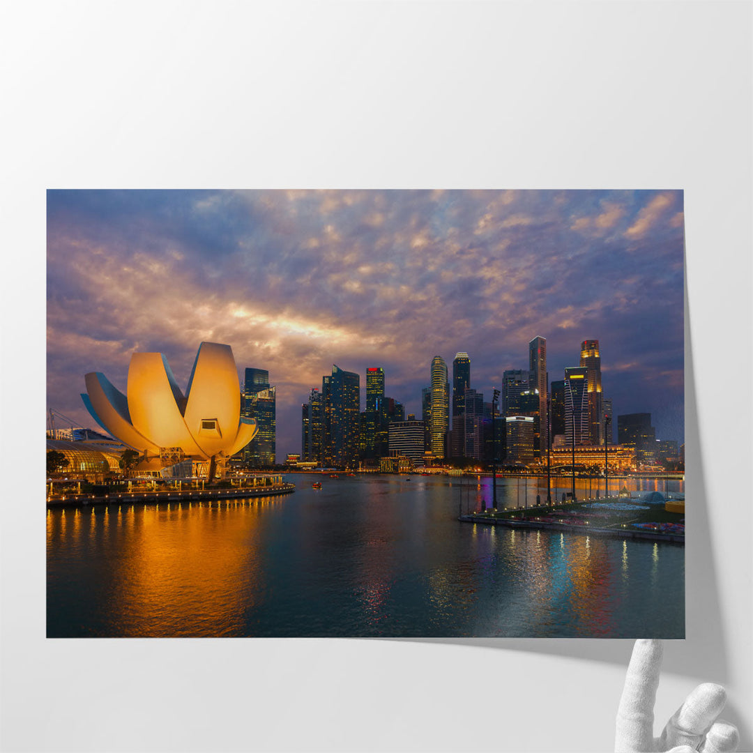 Singapore City Skyline at Sunset - Canvas Print Wall Art