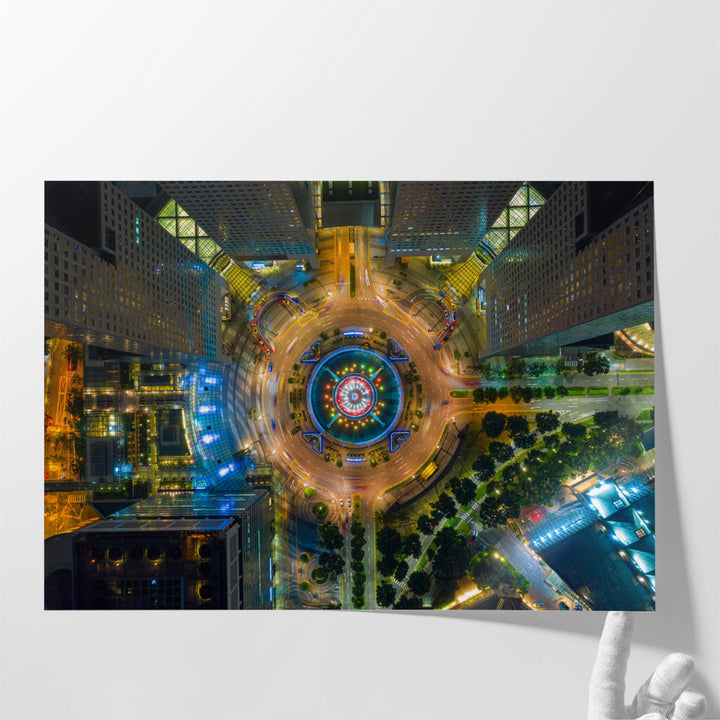 Topview of Fountain of Wealth at Suntec city, Singapore - Canvas Print Wall Art