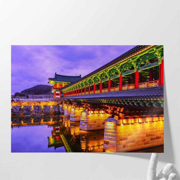 Woljeong Bridge at Night of Gyeongju City, South Korea - Canvas Print Wall Art