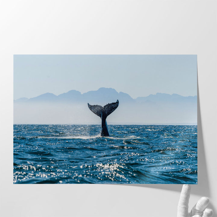 Seascape with Humpback Whale Tail - Canvas Print Wall Art