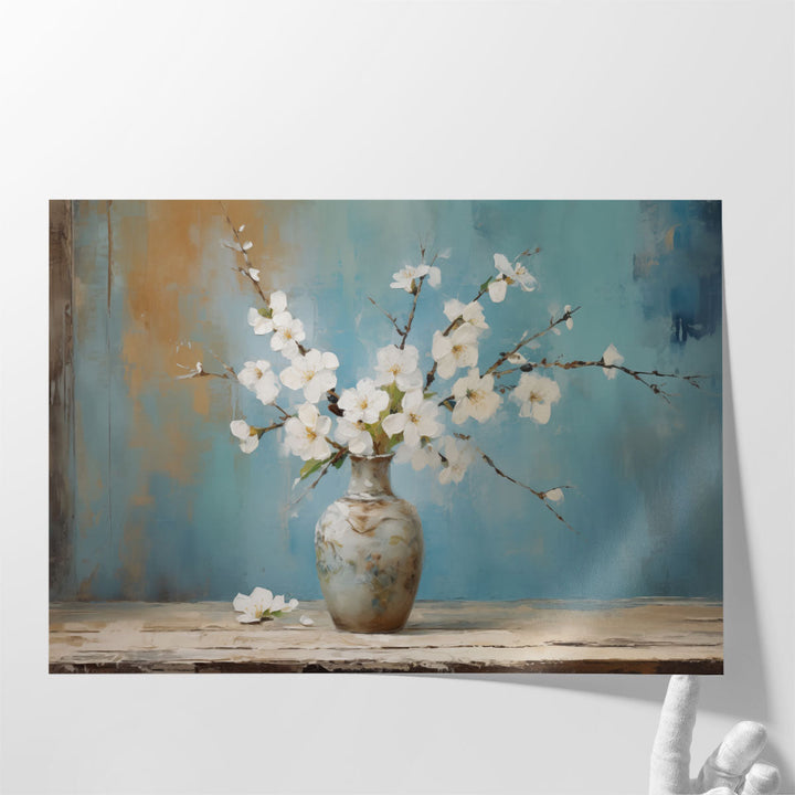 Distressed Vase Bloom - Canvas Print Wall Art