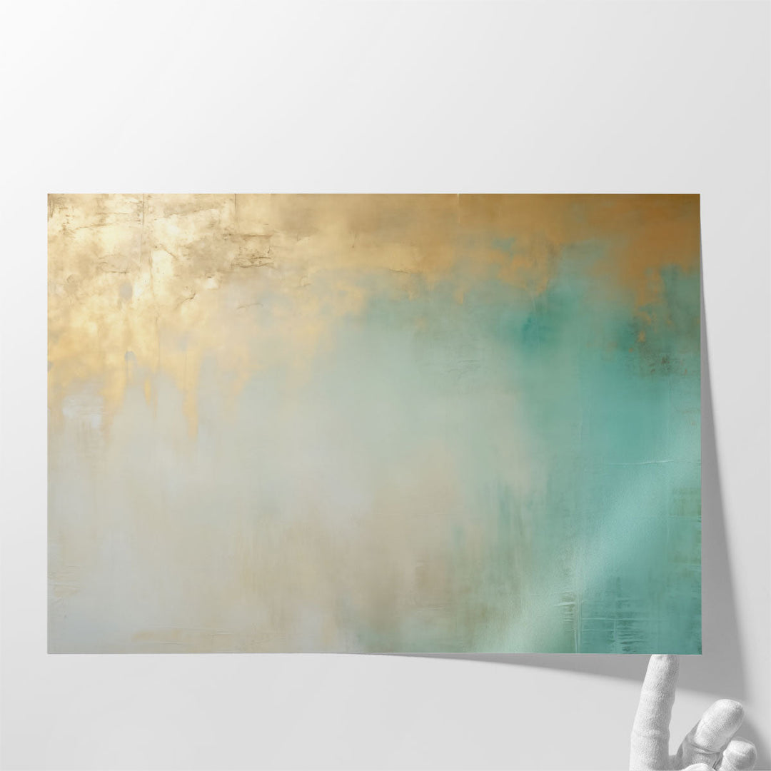 Golden Aquamarine Rhapsody - Canvas Print Wall Art