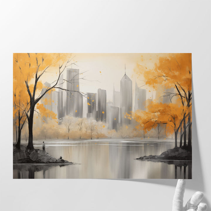 Golden Glow of a Cityscape - Canvas Print Wall Art