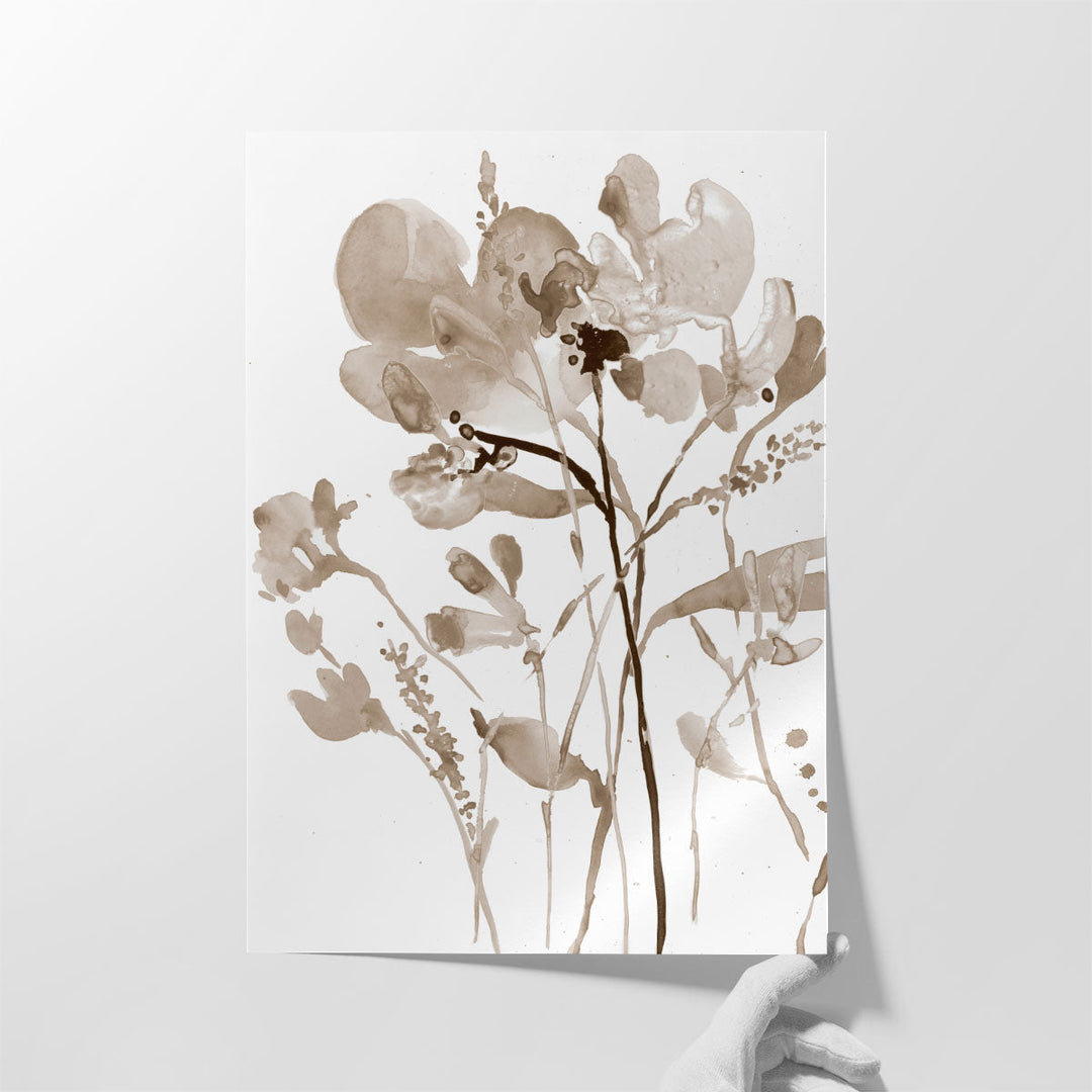 Neutral Floral Overlay I - Canvas Print Wall Art