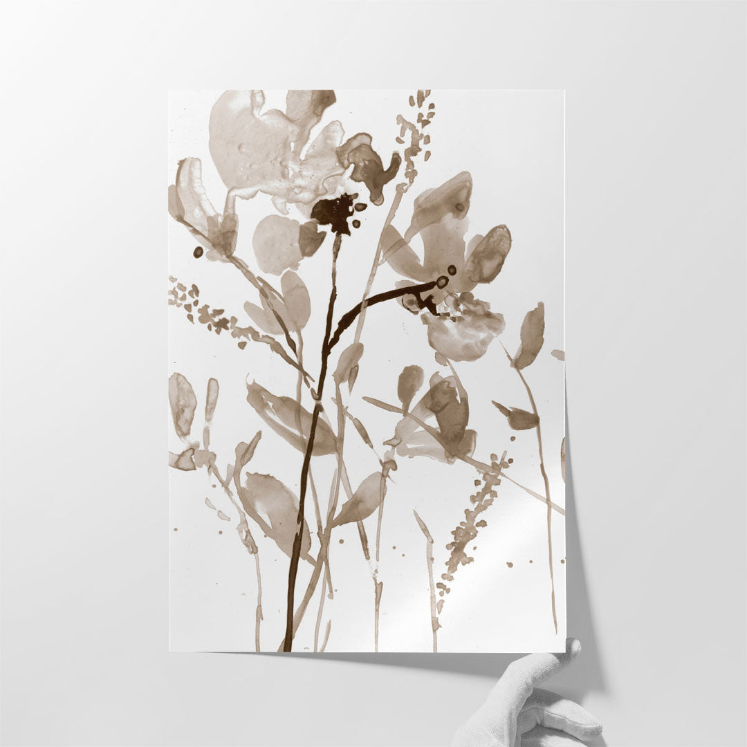 Neutral Floral Overlay II - Canvas Print Wall Art