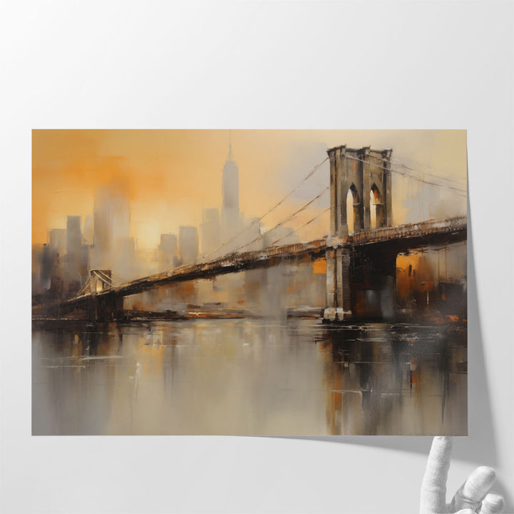 NYC Bridge in Oil - Canvas Print Wall Art