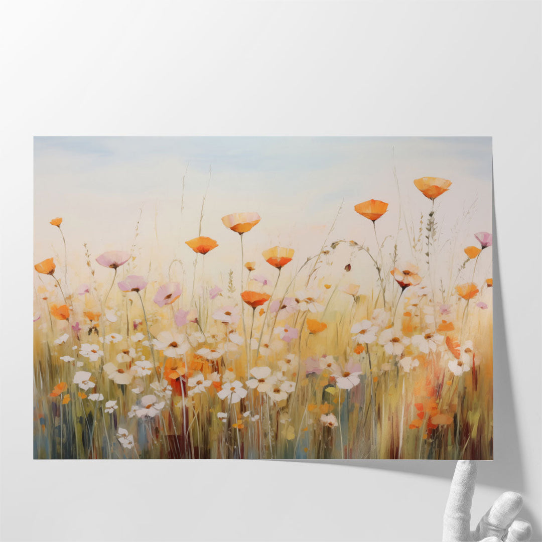 Orange, White & Pink Bloomscape - Canvas Print Wall Art