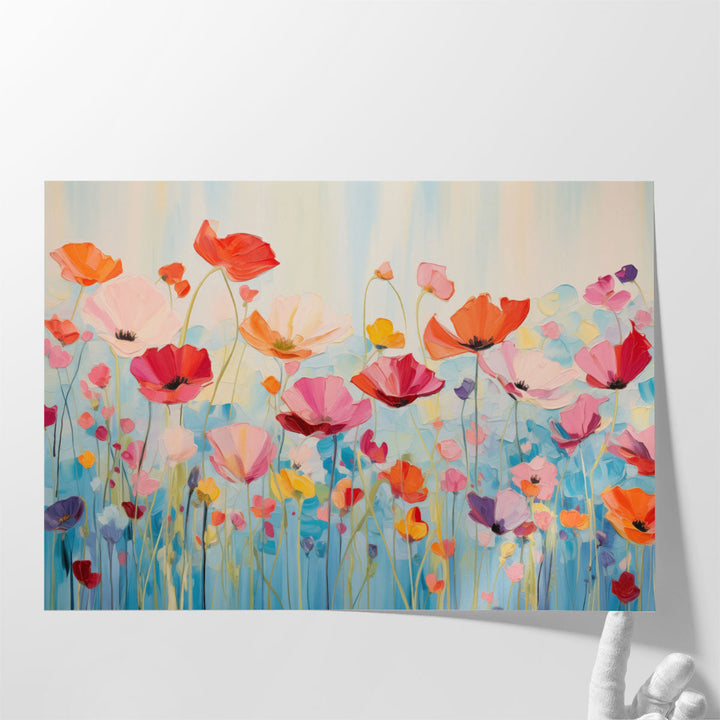 Painterly Flower Extravaganza - Canvas Print Wall Art