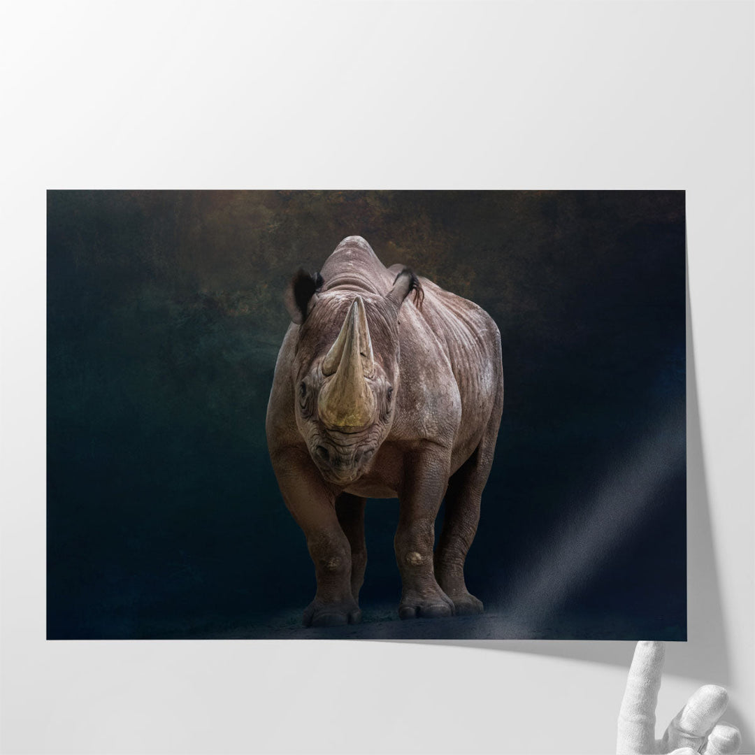 Portrait of a Black Rhino - Canvas Print Wall Art