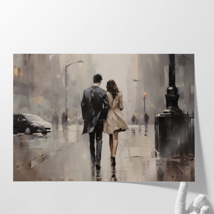 Urban Romantic Walk - Canvas Print Wall Art