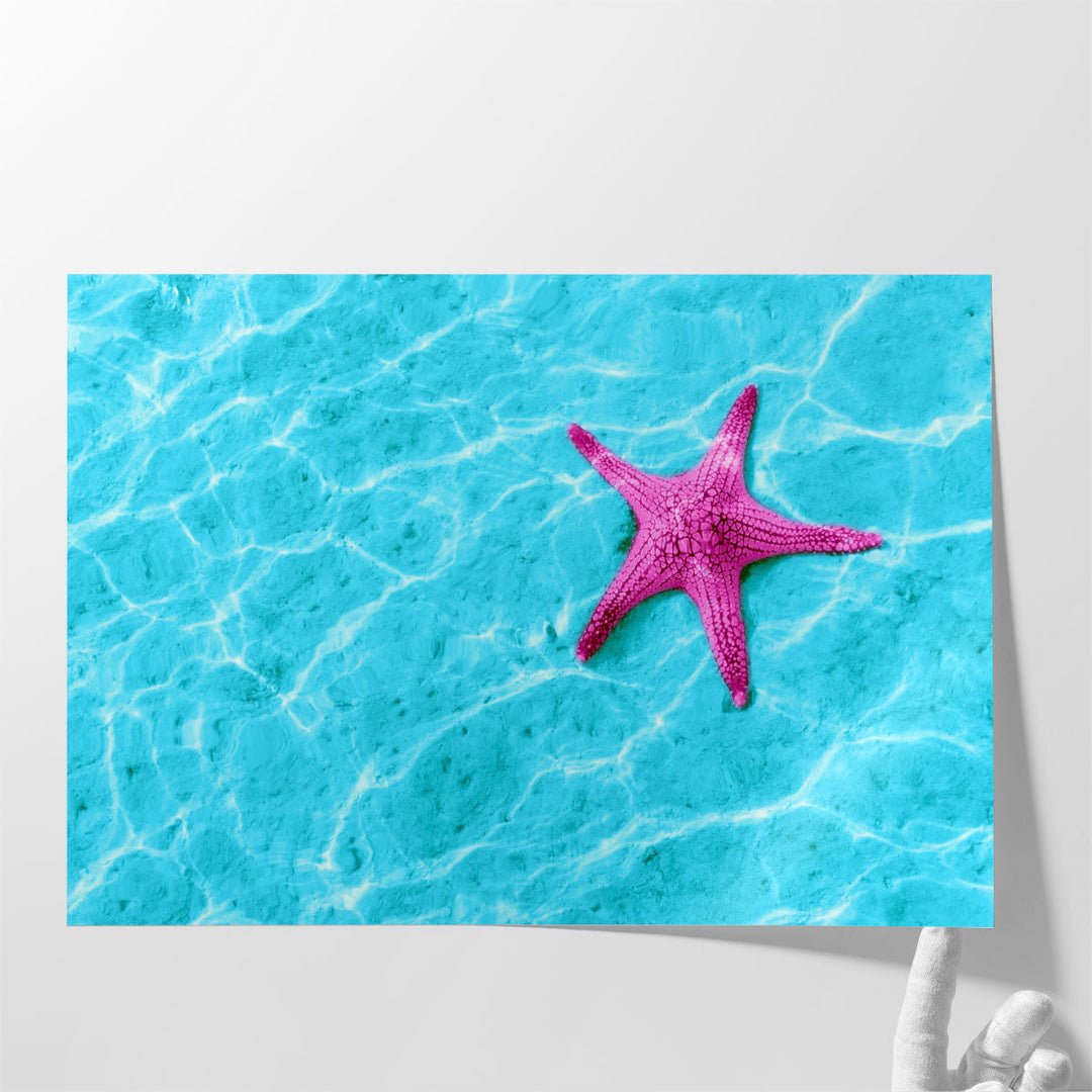 Starfish in Blue Water with Light Reflection - Canvas Print Wall Art