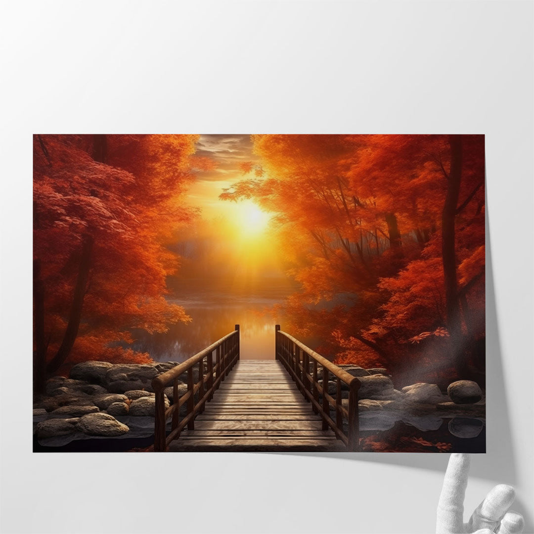 Autumn Bridge Essence - Canvas Print Wall Art