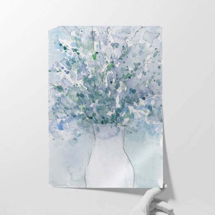 Powder Blue Arrangement in Vase I - Canvas Print Wall Art