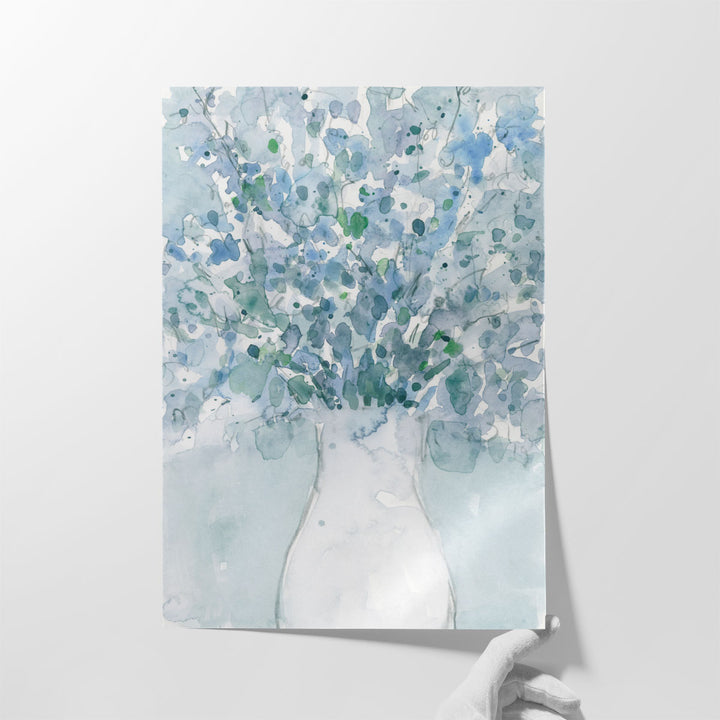 Powder Blue Arrangement in Vase II - Canvas Print Wall Art