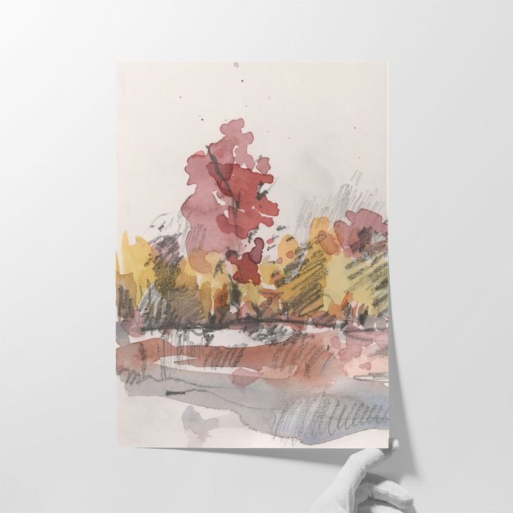 Watercolor Treeline Sketch I - Canvas Print Wall Art