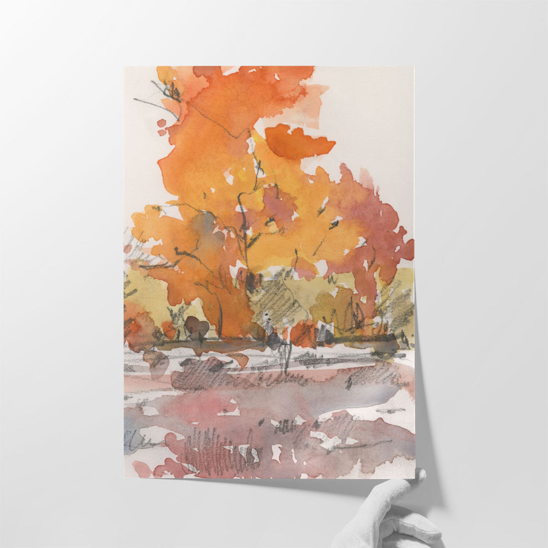 Watercolor Treeline Sketch II - Canvas Print Wall Art