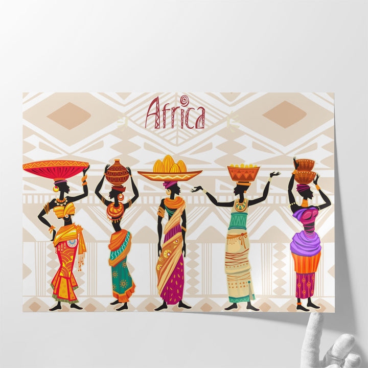 Beautiful Black African Woman in Ethnic Dress - Canvas Print Wall Art