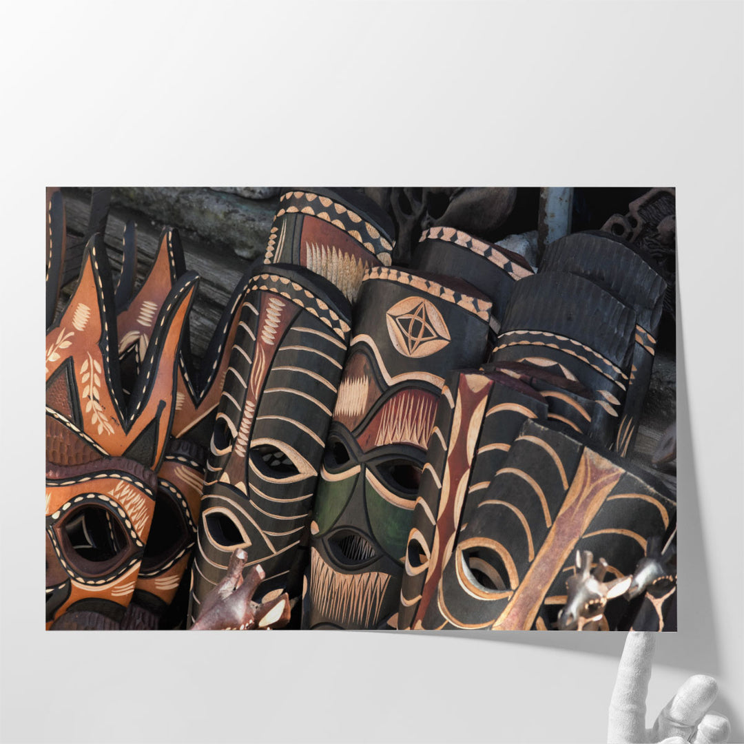 Ethnic African Masks Photography - Canvas Print Wall Art