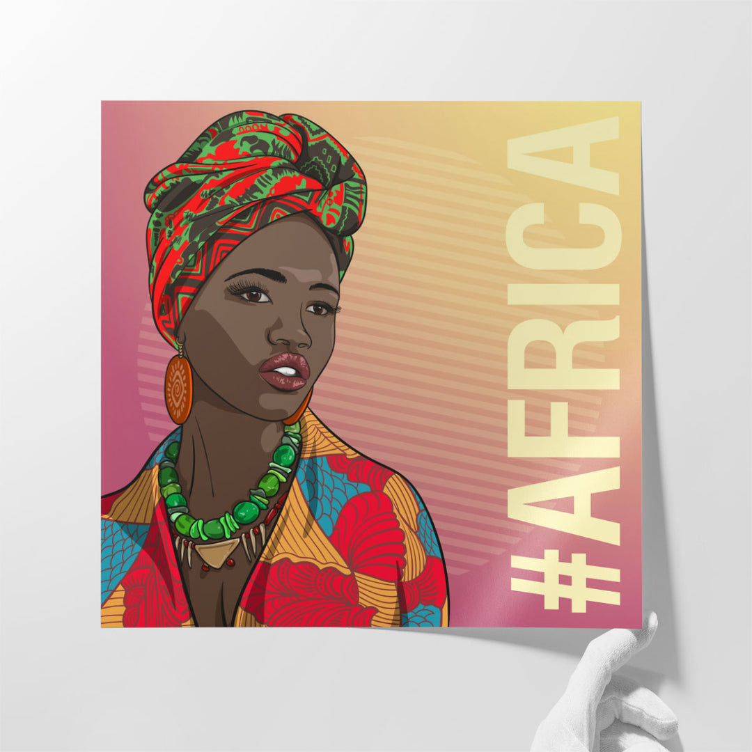 A Black African Woman In Traditional Clothing Fashion - Canvas Print Wall Art