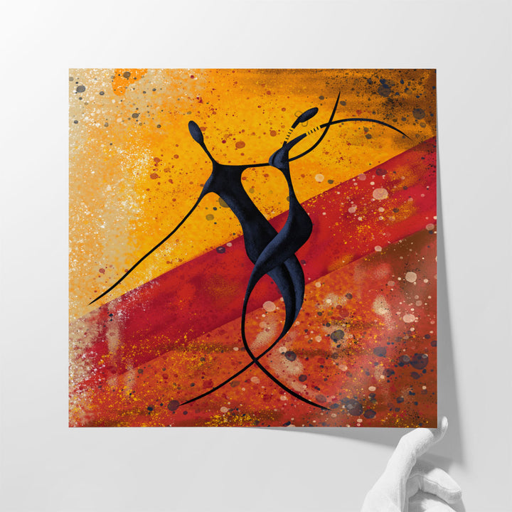 An African Couple Dance On The Floor Digital Painting Artwork - Canvas Print Wall Art