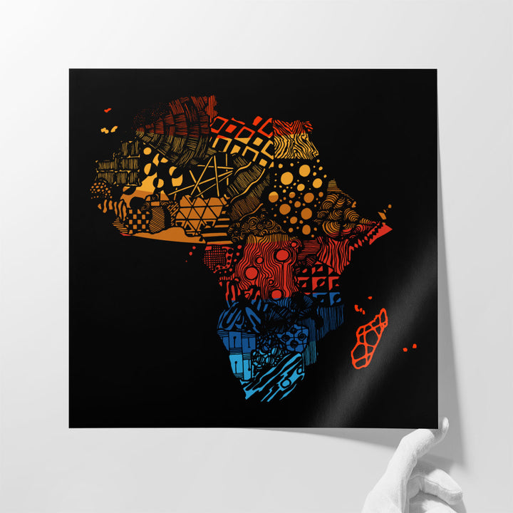 Patterned Colored Africa Continent Map - Canvas Print Wall Art