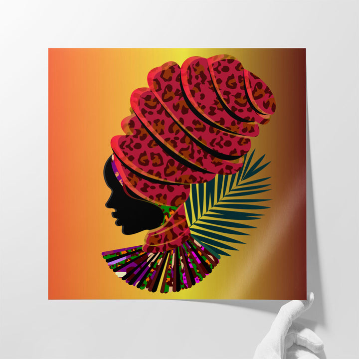 An African Woman In A Massive Headdress, Leopard Print - Canvas Print Wall Art