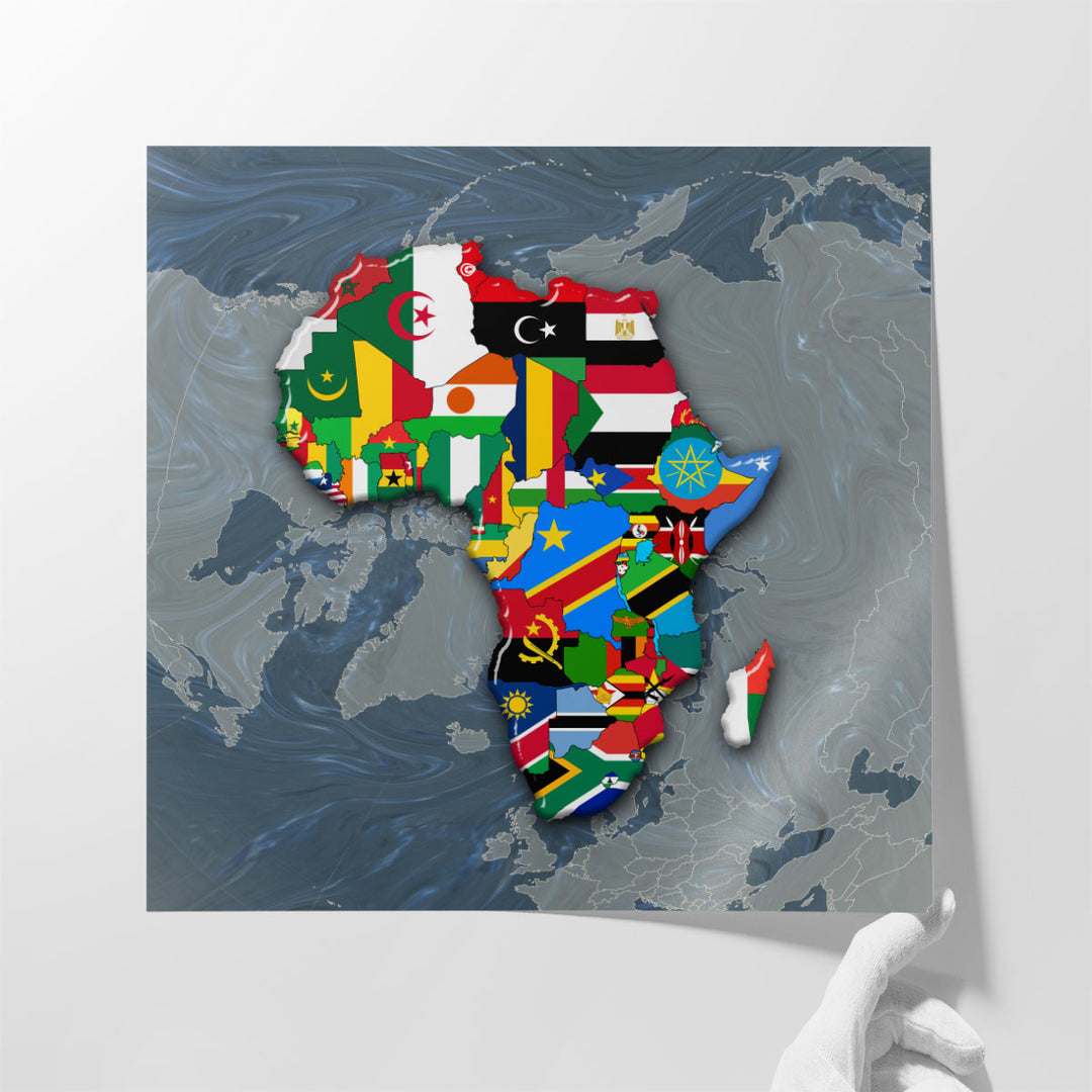 Africa Continent Flags Map - Canvas Print Wall Art