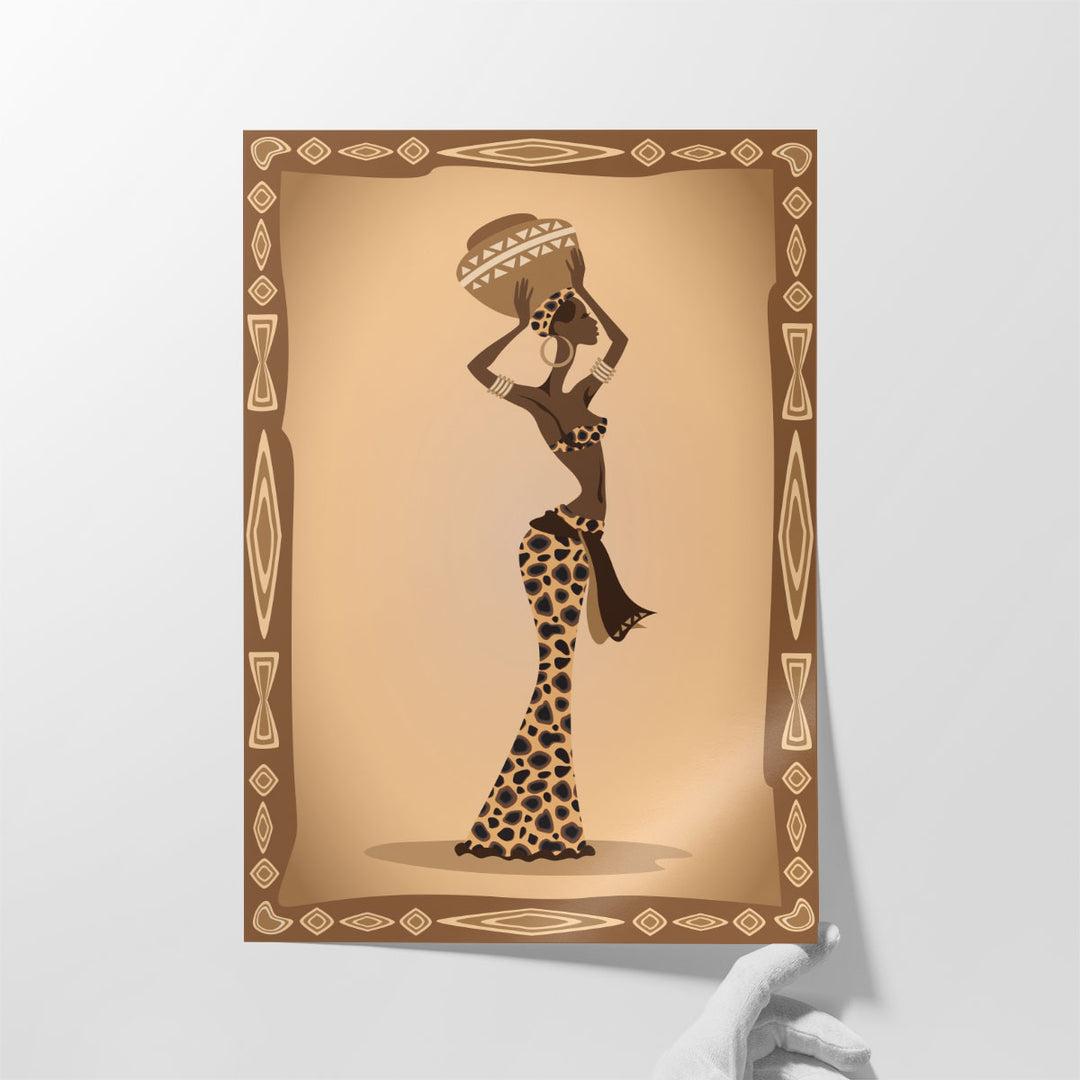 An illustration Of An African Woman in Ethic Dress - Canvas Print Wall Art