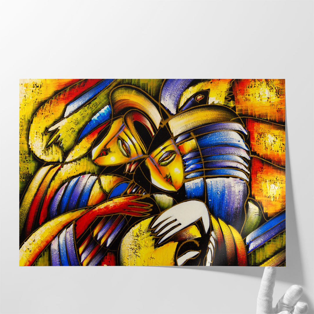 Abstract Faces Oil Painting - Canvas Print Wall Art