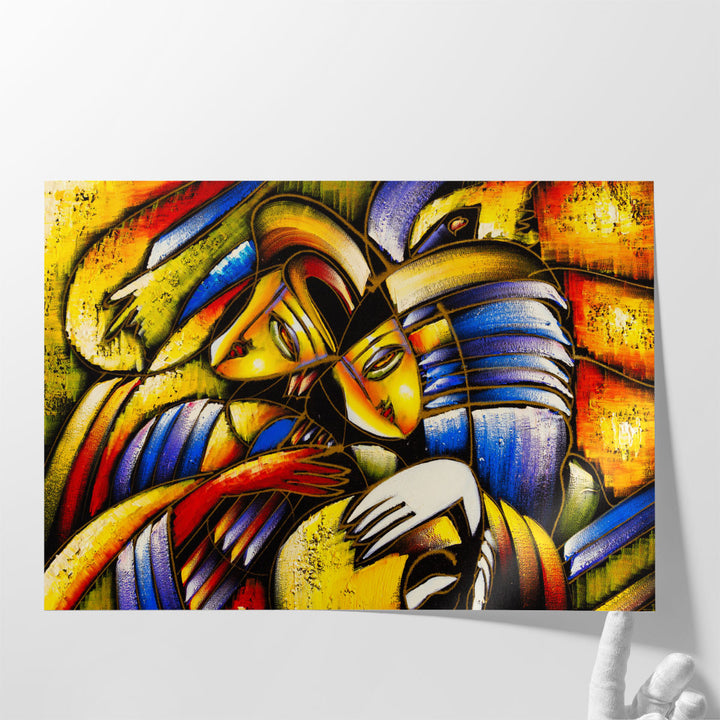 Abstract Faces Oil Painting - Canvas Print Wall Art