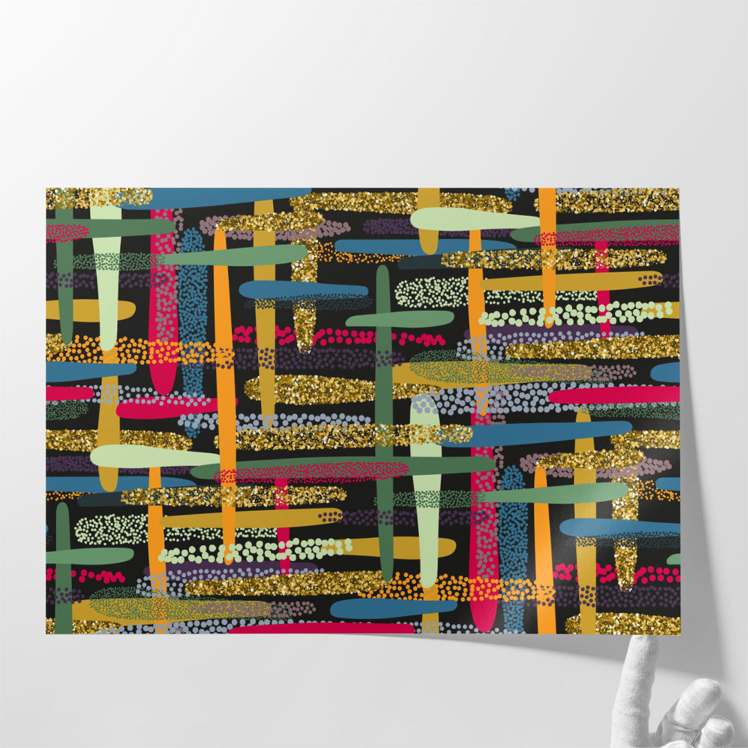 Colorful Brush Strokes and Stripes Abstract - Canvas Print Wall Art