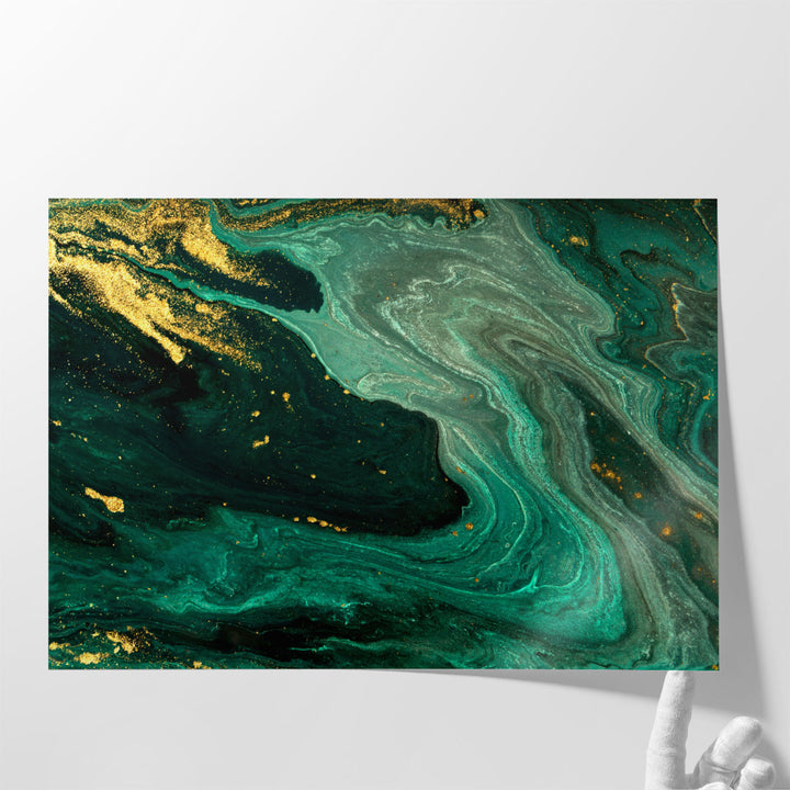 Green Marble Abstract Pattern - Canvas Print Wall Art