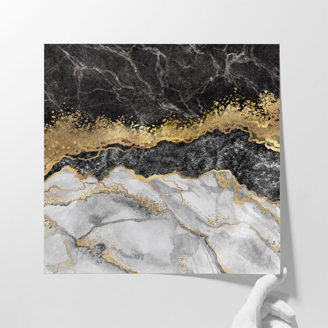 Abstract Creative Texture of Marble, Black and Gold - Canvas Print Wall Art