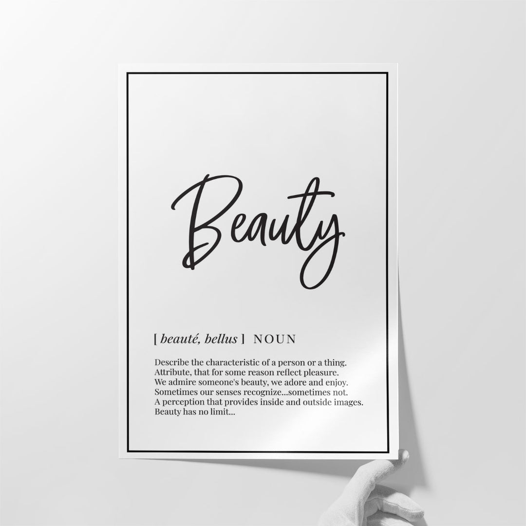 Beauty Definition, Minimalist Wall Art - Canvas Print Wall Art