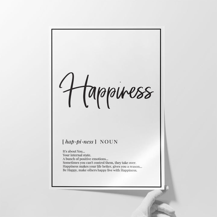 Happiness Definition, Minimalist Poster - Canvas Print Wall Art