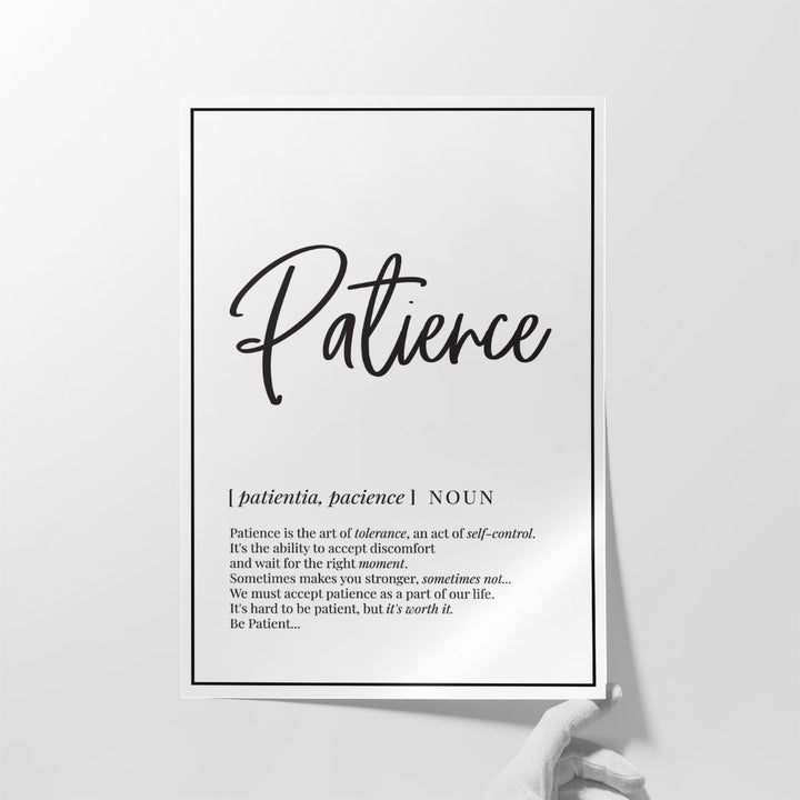 Patience Definition, Minimalist Wall Art - Canvas Print Wall Art