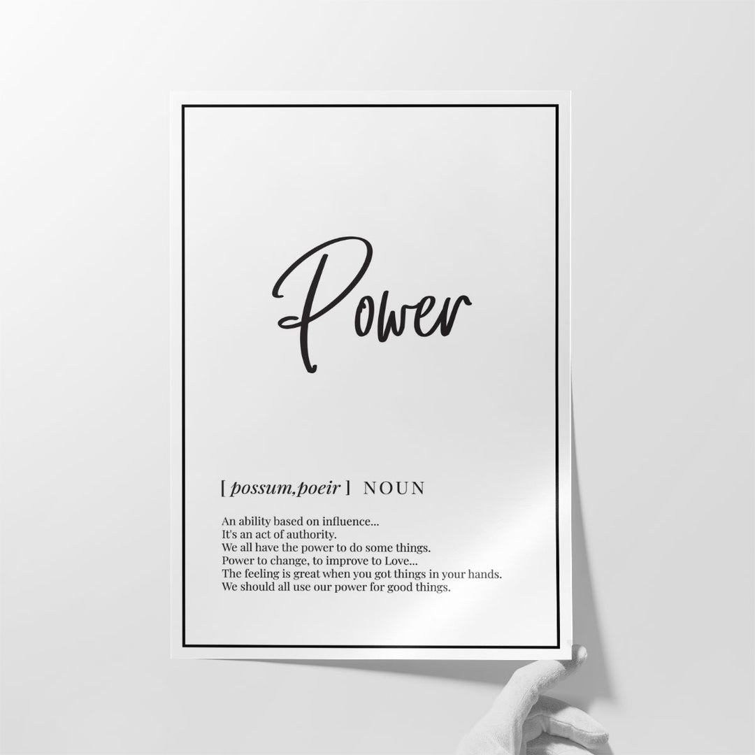 Power Definition, Minimalist Wall Art - Canvas Print Wall Art