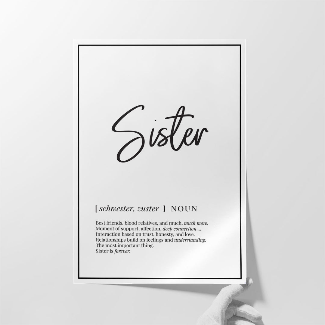 Sister Definition, Minimalist Wall Art - Canvas Print Wall Art