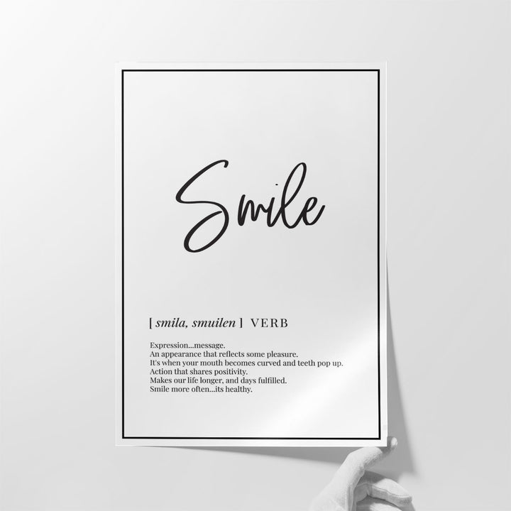 Smile Definition, Minimalist Wall Art - Canvas Print Wall Art